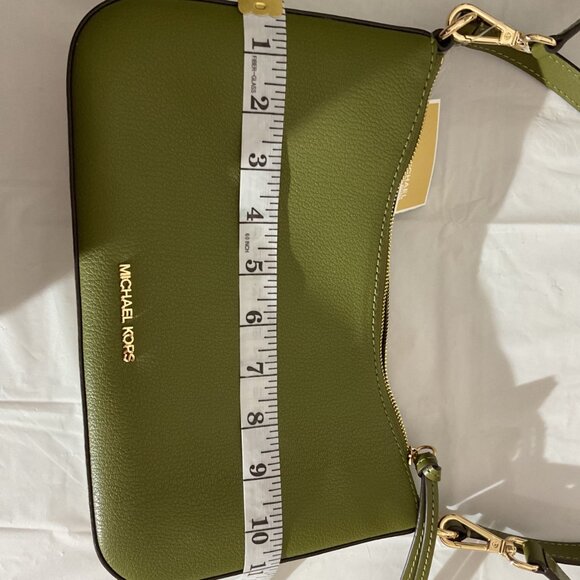 Michael Kors Olive Green Pebbled Leather Crossbody Bag With Adjustable Strap & G - Picture 12 of 13
